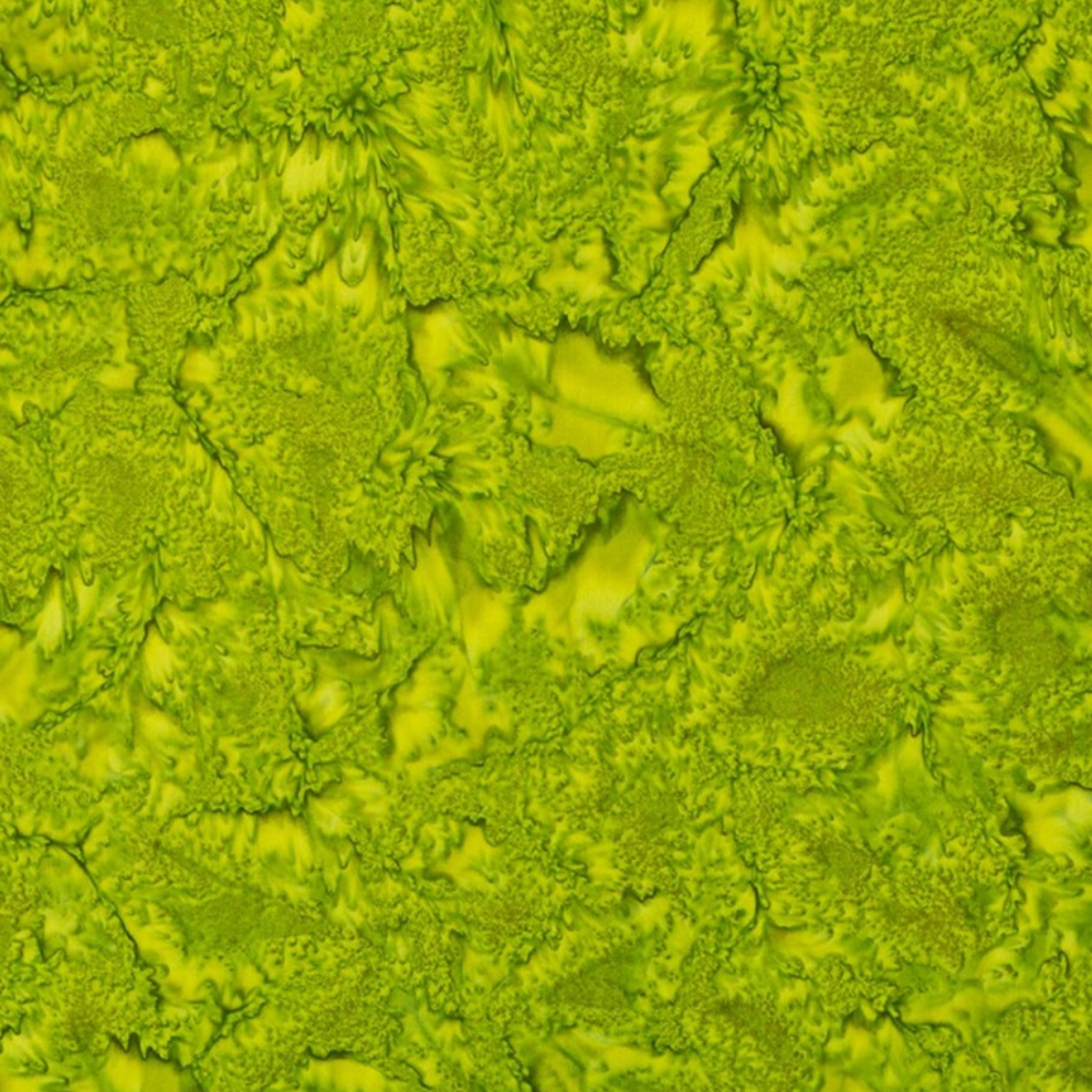 Close-up detail of Expressions Batiks Hand-Dyes Sap quilting cotton fabric highlighting print clarity and vivid sap green hand-dyed batik texture