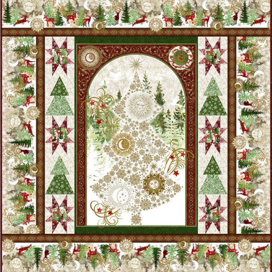 Winter Solstice II Metallic Quilt Panel - 36" – fabric panel – fabric panel included