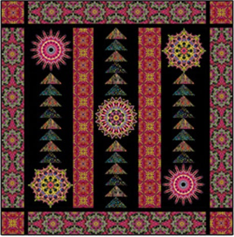 Needle Stars - Byzantium Red/Multi – fabric – colorful textile design