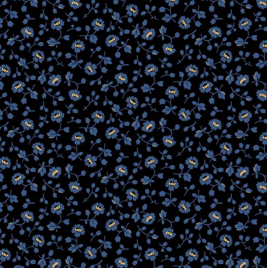 Vintage Charm by Judie Rothermel Collection - Blue Flower Patch - 3/4 yard cut – fabric – floral pattern