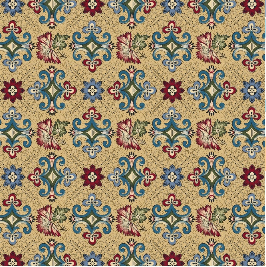 Vintage Charm by Judie Rothermel Collection - Beige Fleu Di Lis – fabric – colorful textile design