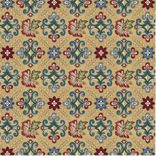 Vintage Charm by Judie Rothermel Collection - Beige Fleu Di Lis – fabric – colorful textile design