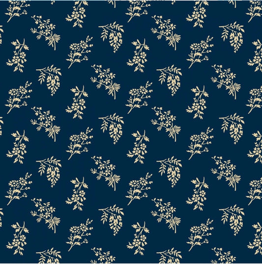 Vintage Charm by Judie Rothermel Collection - Navy Cut Flower - 1.83 yd – fabric – floral pattern