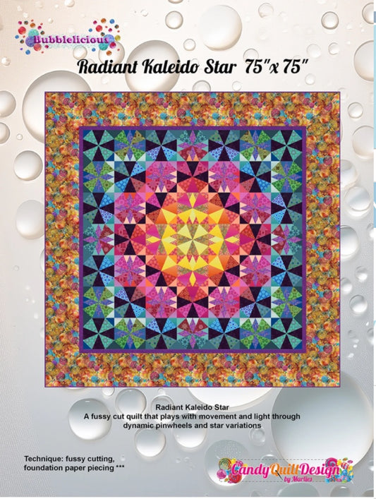 Radiant Kaleido Star – quilt pattern – colorful textile design