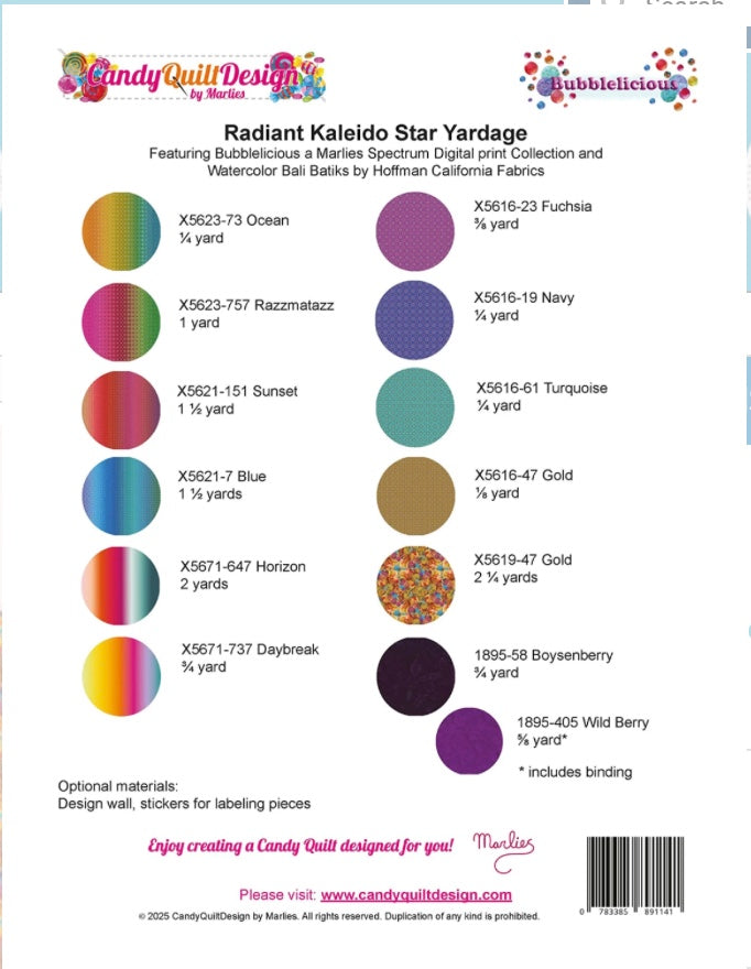 Radiant Kaleido Star – quilt pattern – colorful textile design
