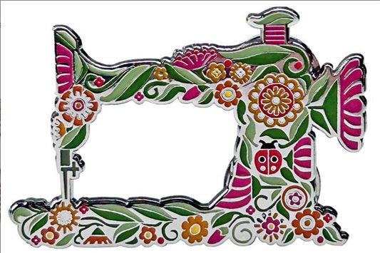 Needleminder Sewing Machine – notion – floral pattern, retro style