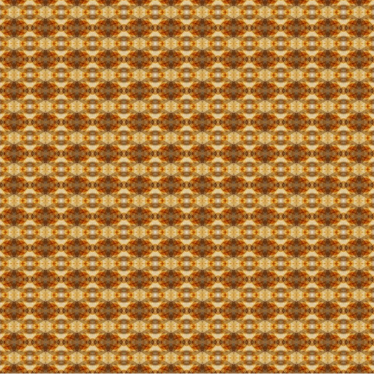 Falling Leaves Multi Prism quilting cotton fabric showing allover geometric kaleidoscope prism pattern – warm golden amber and rich caramel tones by Jason Yenter for In The Beginning Fabrics, 100% cotton, 3 yard cut