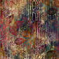 Falling Leaves Multi Leaf Stripe fabric by Jason Yenter for In The Beginning Fabrics with ruler showing print scale – dramatic botanical leaf silhouettes and fern fronds over vertical stripe geometric background in rich jewel tones, 100% cotton, 3 yard cut