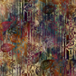Falling Leaves Multi Leaf Stripe fabric by Jason Yenter for In The Beginning Fabrics – dramatic large-scale botanical leaf silhouettes and fern fronds over vertical stripe geometric background in jewel tones of burgundy, plum, purple, teal, and burnt orange, perfect for bold autumn quilt projects, 100% cotton, 3 yard cut
