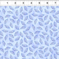 Daydreams Blue Tonal Leaves quilting cotton fabric with ruler showing scale – tossed ditsy leaf pattern in soft periwinkle and lavender on dreamy cornflower blue watercolor ground by Jason Yenter for In The Beginning Fabrics, digitally printed, 100% cotton, 3 yard cut