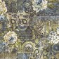 Carpet Bag Romance Blue Carpet quilting cotton fabric showing large-scale antique carpet patchwork – oversized ivory roses, paisley medallions, scrollwork, and lace motifs in charcoal, olive green, gold, and cream by Jason Yenter for In The Beginning Fabrics, 100% cotton, 3 yard cut