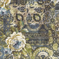 Carpet Bag Romance Blue Carpet fabric by Jason Yenter for In The Beginning Fabrics – large-scale antique carpet patchwork with oversized ivory roses, ornate paisley medallions, and scrollwork in charcoal, olive green, gold, and cream, perfect for vintage and statement quilt projects, 100% cotton, 3 yard cut