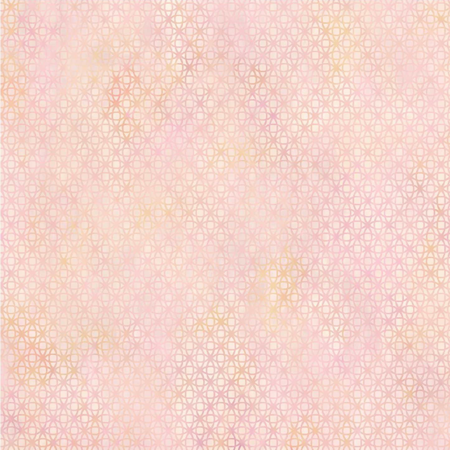 Allure Peach Lattice quilting cotton fabric showing soft tonal geometric lattice – interlocking star and diamond shapes in blush pink, peach, and cream with luminous watercolor wash effect by Jason Yenter for In The Beginning Fabrics, 100% cotton, 3 yard cut