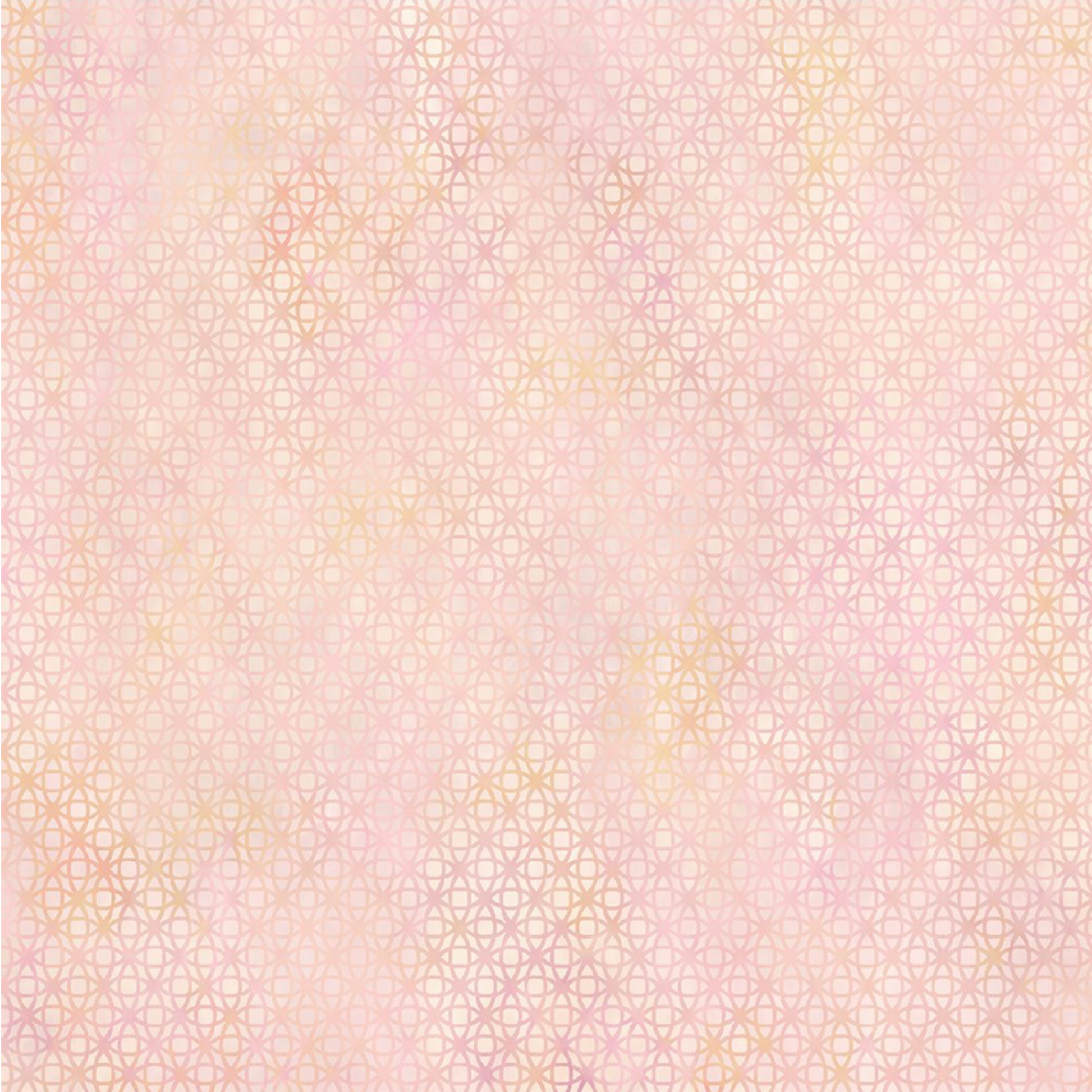 Allure Peach Lattice quilting cotton fabric showing soft tonal geometric lattice – interlocking star and diamond shapes in blush pink, peach, and cream with luminous watercolor wash effect by Jason Yenter for In The Beginning Fabrics, 100% cotton, 3 yard cut