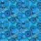 I Dream In Color Sunflower Blue quilting cotton fabric showing allover tonal shadow floral – silhouetted sunflowers, daisy clusters, berry sprigs, and leaves in vibrant cobalt, cerulean, teal, and deep navy watercolor wash by Jason Yenter for In The Beginning Fabrics, 100% cotton, 3 yard cut