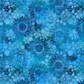 I Dream In Color Sunflower Blue fabric by Jason Yenter for In The Beginning Fabrics with ruler showing print scale – allover tonal shadow floral in cobalt, cerulean, teal, and deep navy watercolor wash, perfect for bold blue-palette quilt projects, 100% cotton, 3 yard cut