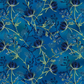 La Luna Blue Night Blooms fabric by Jason Yenter for In The Beginning Fabrics – allover trailing botanical with deep navy moonflower blooms, Queen Anne's lace umbels, and chartreuse stems on rich cobalt and teal watercolor wash, perfect for night garden and jewel-toned quilt projects, 100% cotton, 3 yard cut