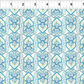 Wonders Of The Ocean Abstract quilting cotton fabric with ruler showing print scale – allover ogee trellis lattice with Art Nouveau botanical medallions in turquoise, cobalt blue, and chartreuse green on crisp white by Jason Yenter for In The Beginning Fabrics, 100% cotton, 3 yard cut