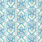 Wonders Of The Ocean Abstract fabric by Jason Yenter for In The Beginning Fabrics – allover ogee trellis lattice with ornate Art Nouveau botanical medallions featuring feathery fronds and scrolling tendrils in turquoise, cobalt blue, and chartreuse green on crisp white, perfect for coastal and ocean-themed quilt projects, 100% cotton, 3 yard cut