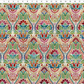 Vivid Brocade Spice quilting cotton fabric with ruler showing print scale – dramatic allover baroque brocade with deep crimson and burgundy damask florals, teal scrolling leaves, olive green botanicals, and gold accents on warm cream and ivory by Jason Yenter for In The Beginning Fabrics, 100% cotton, 3 yard cut