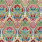 Vivid Brocade Spice fabric by Jason Yenter for In The Beginning Fabrics with ruler showing print scale – dramatic allover baroque brocade with crimson and burgundy damask florals, teal scrolling leaves, and gold accents on warm cream, perfect for warm-toned floral and kaleidoscope quilt projects, 100% cotton, 3 yard cut