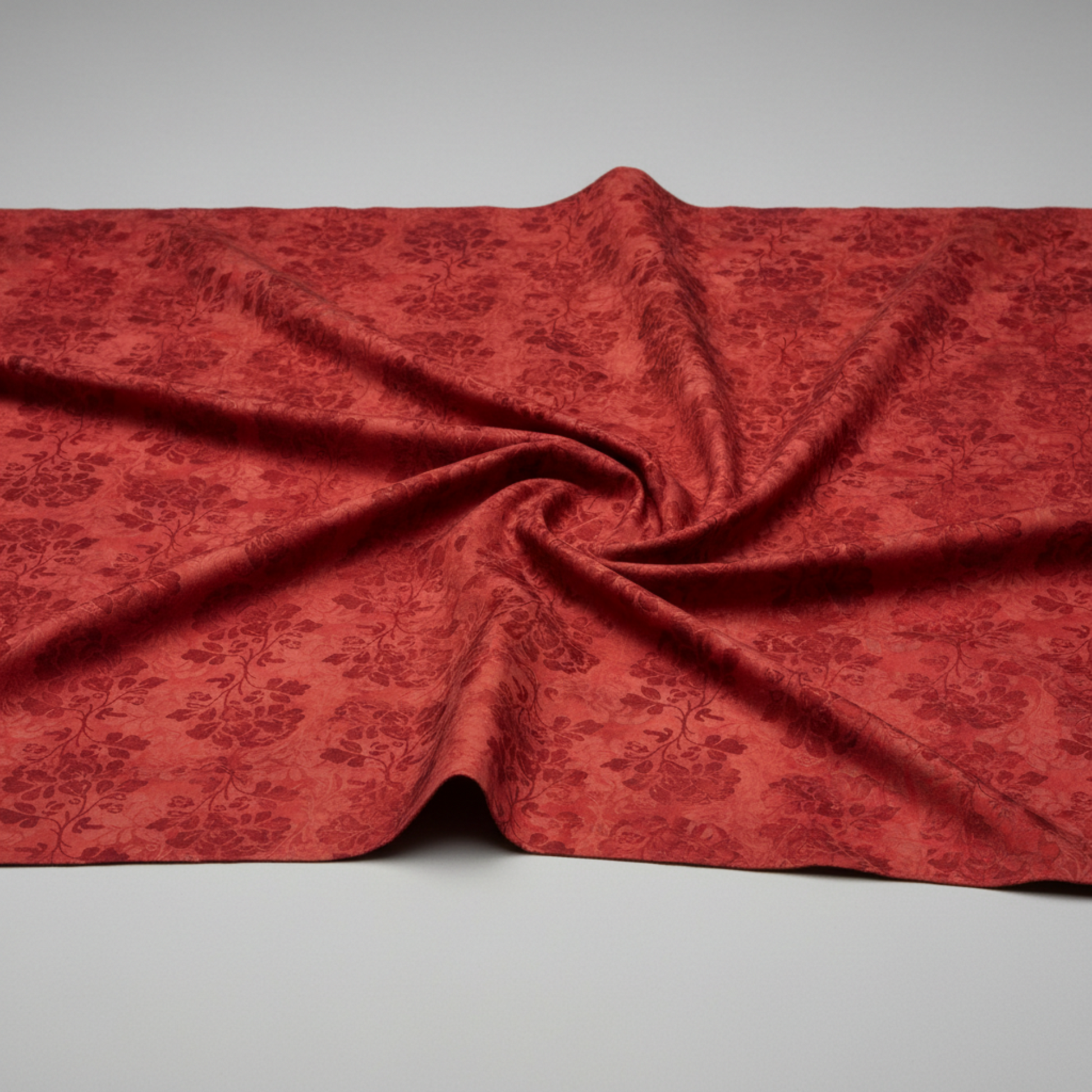 Prism Orange Rose fabric draped to show natural fall and movement of 100% cotton material