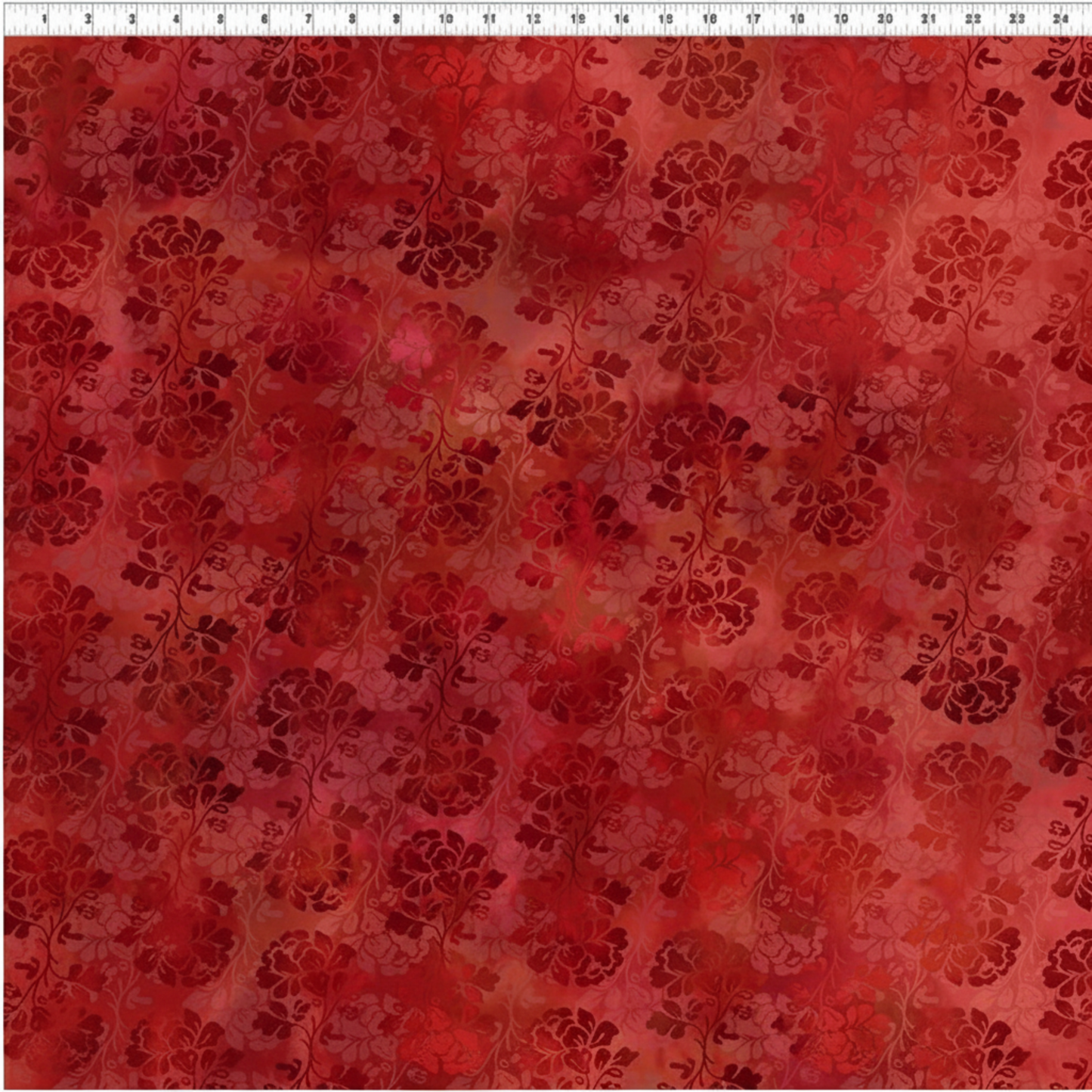 Prism Orange Rose quilting cotton fabric - full view of design repeat