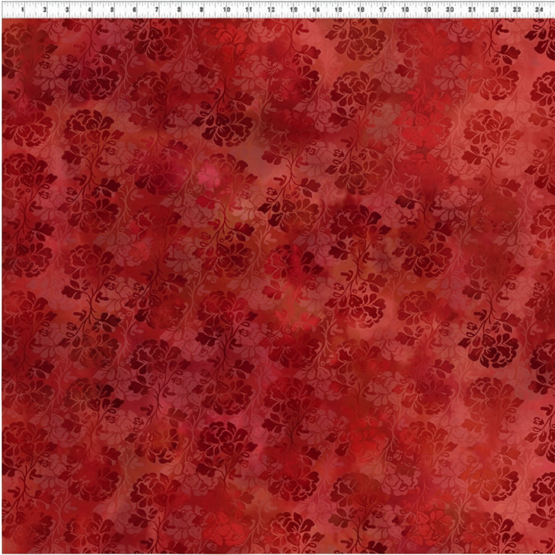 Prism Orange Rose quilting cotton fabric - full view of design repeat