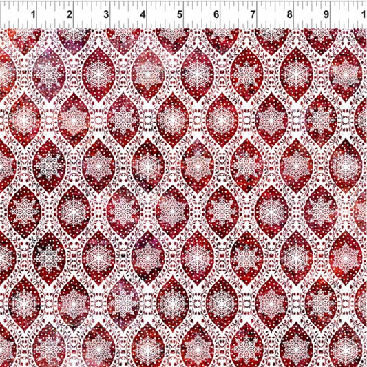 Nature's Winter Red Snowflake Ogee – fabric – colorful textile design