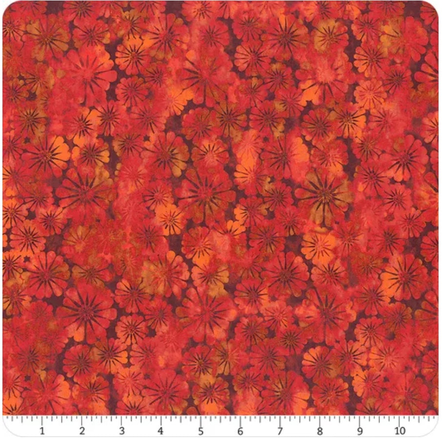 Sunshine Red Daisies 3 yard cut – fabric – colorful textile design