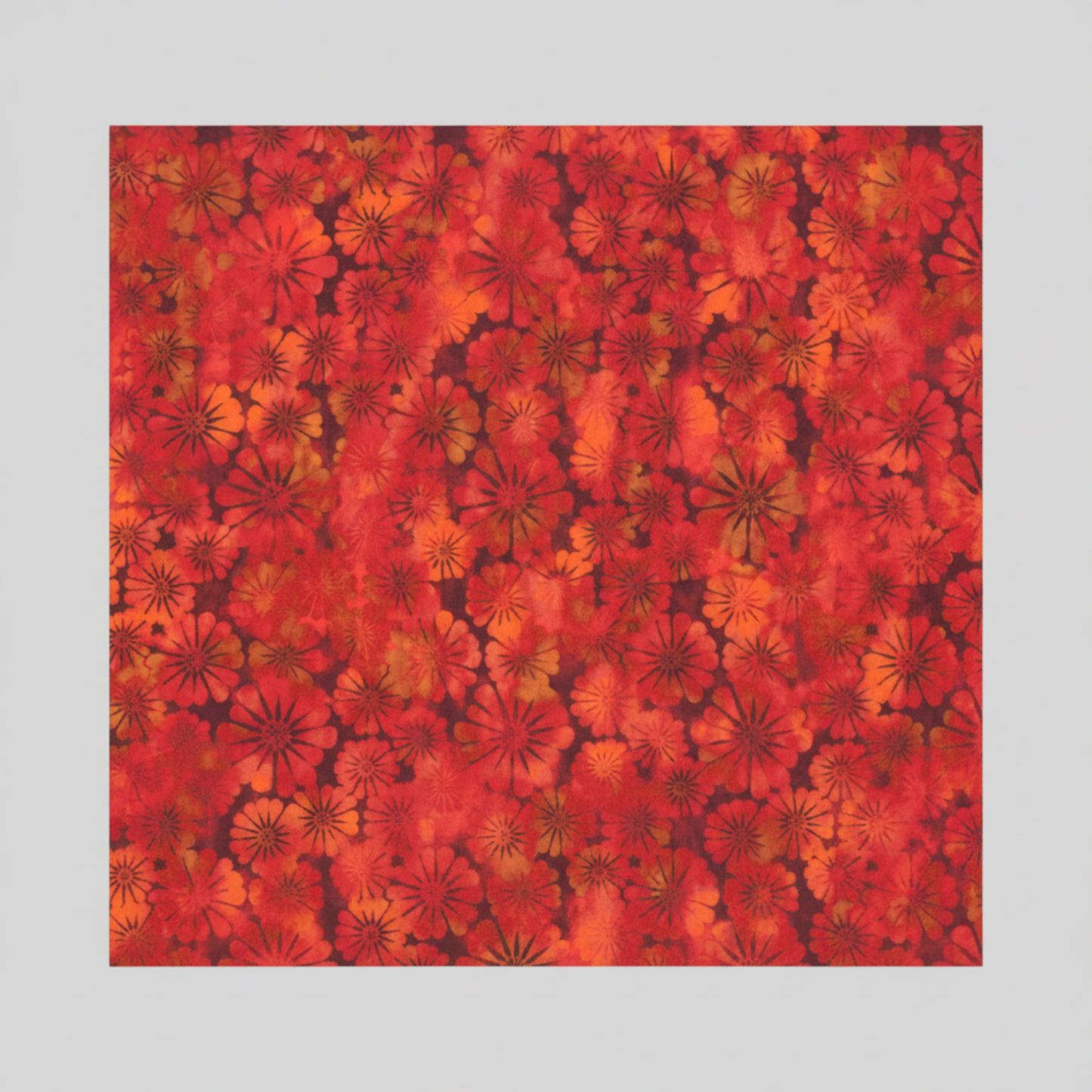 Sunshine Red Daisies quilting cotton fabric - full view of design repeat