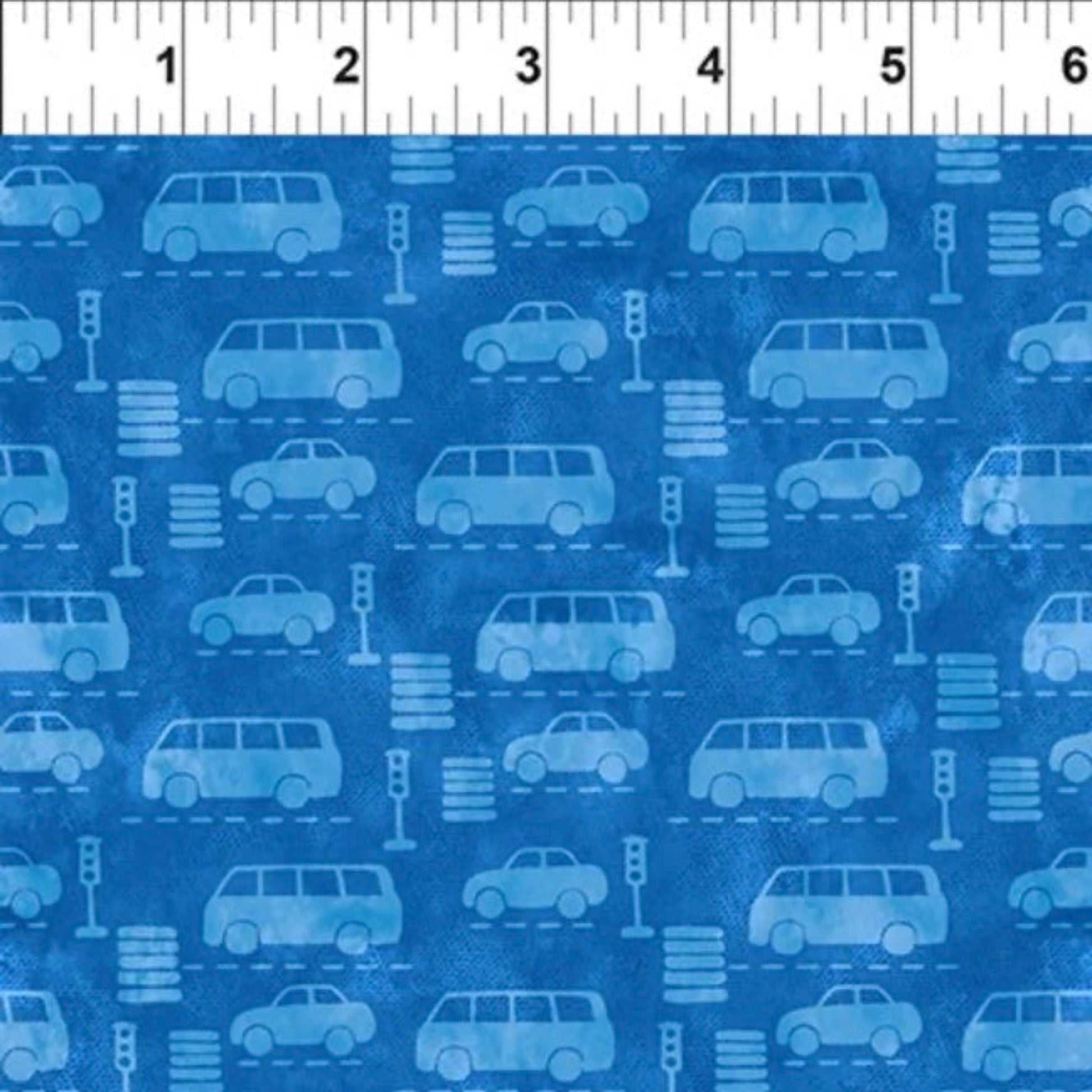 On the Go ‚Äì Automobiles Blue by Jason Yenter (In the Beginning Fabrics)
