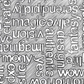 Writing on the Wall Well Worded White close-up -- grey hatched background with white word art typography including special, beauty, serendipity, magic, imagination, harmony, evolve, vision, wow, and tomorrow -- by FreeSpirit Fabrics, 100% cotton