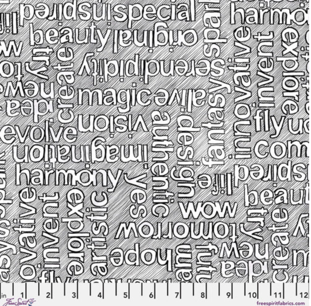 Writing on the Wall - Well Worded - White – fabric – colorful textile design