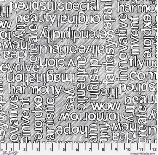 Writing on the Wall - Well Worded - White – fabric – colorful textile design