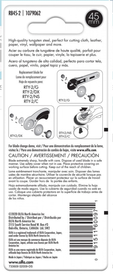 OLFA Rotary Blade 45mm (pack of 2)