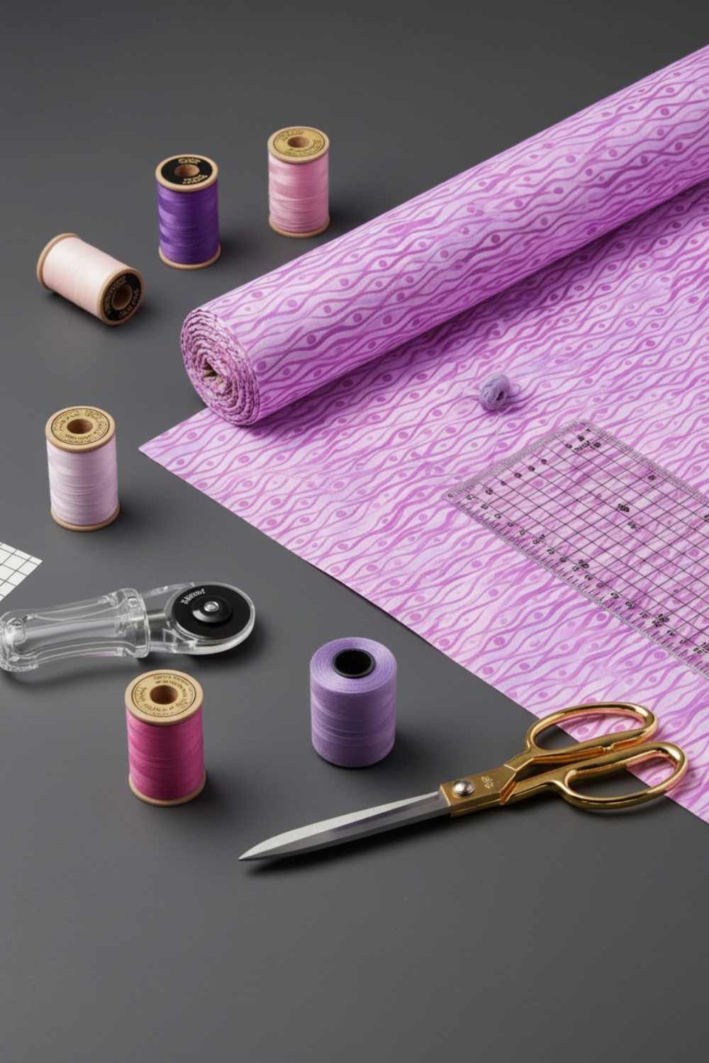 Garden of Dreams II Magenta fabric by Jason Yenter - alternate view highlighting pattern scale and design