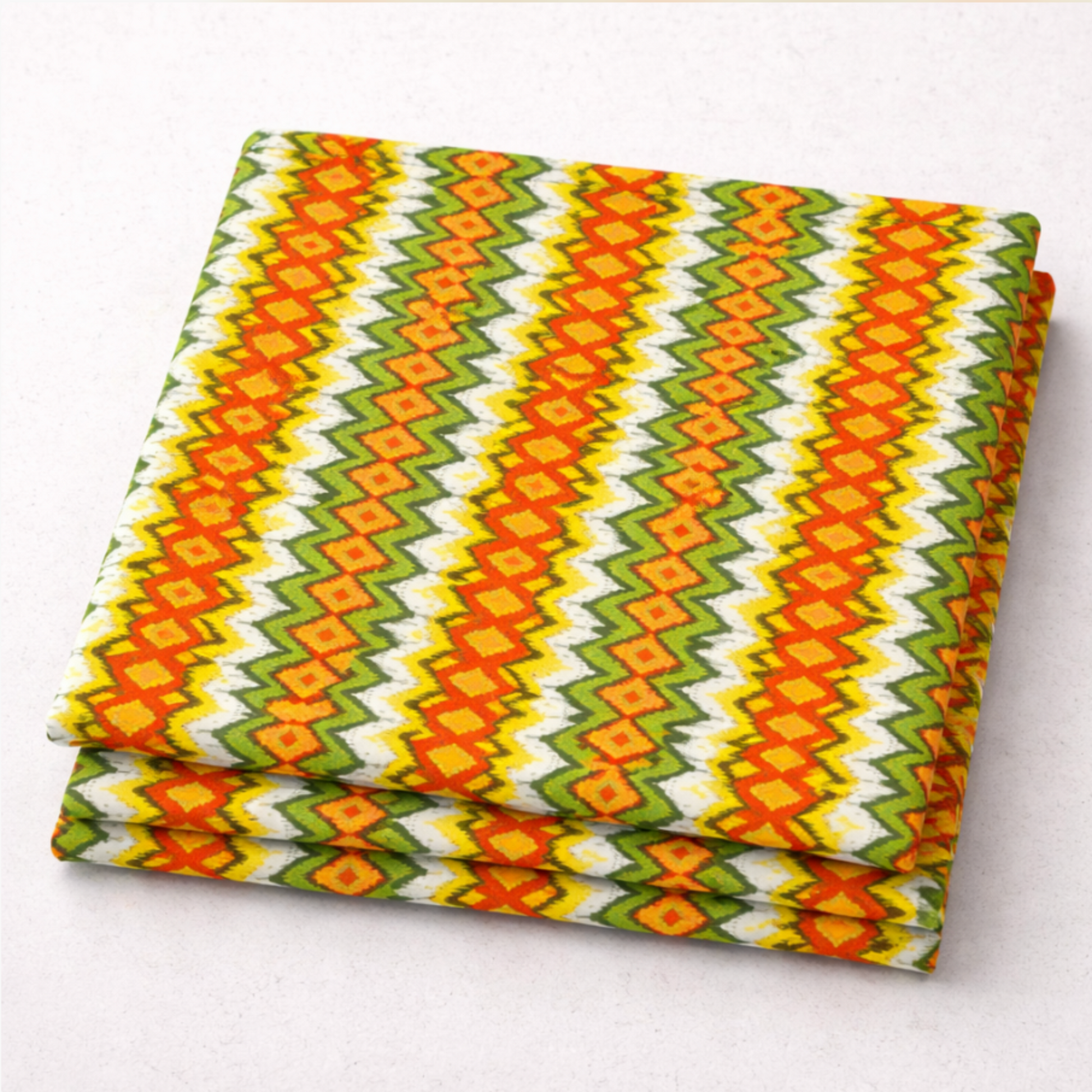 Jungle Friends Multi Stripe quilting cotton fabric close-up showing vibrant tropical stripe pattern. 3 yard cut