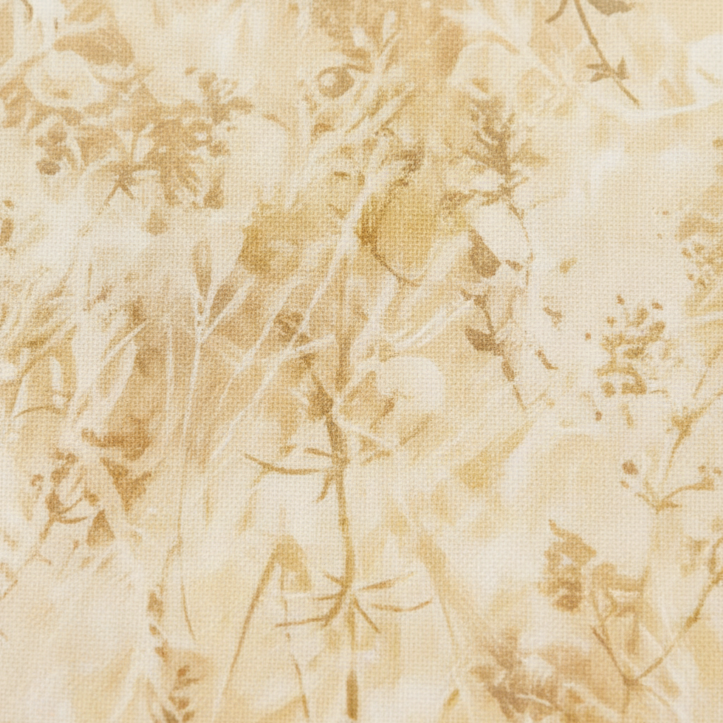 Close-up detail of Reflections of Autumn II Twigs fabric showing delicate twig motifs and warm autumn tones