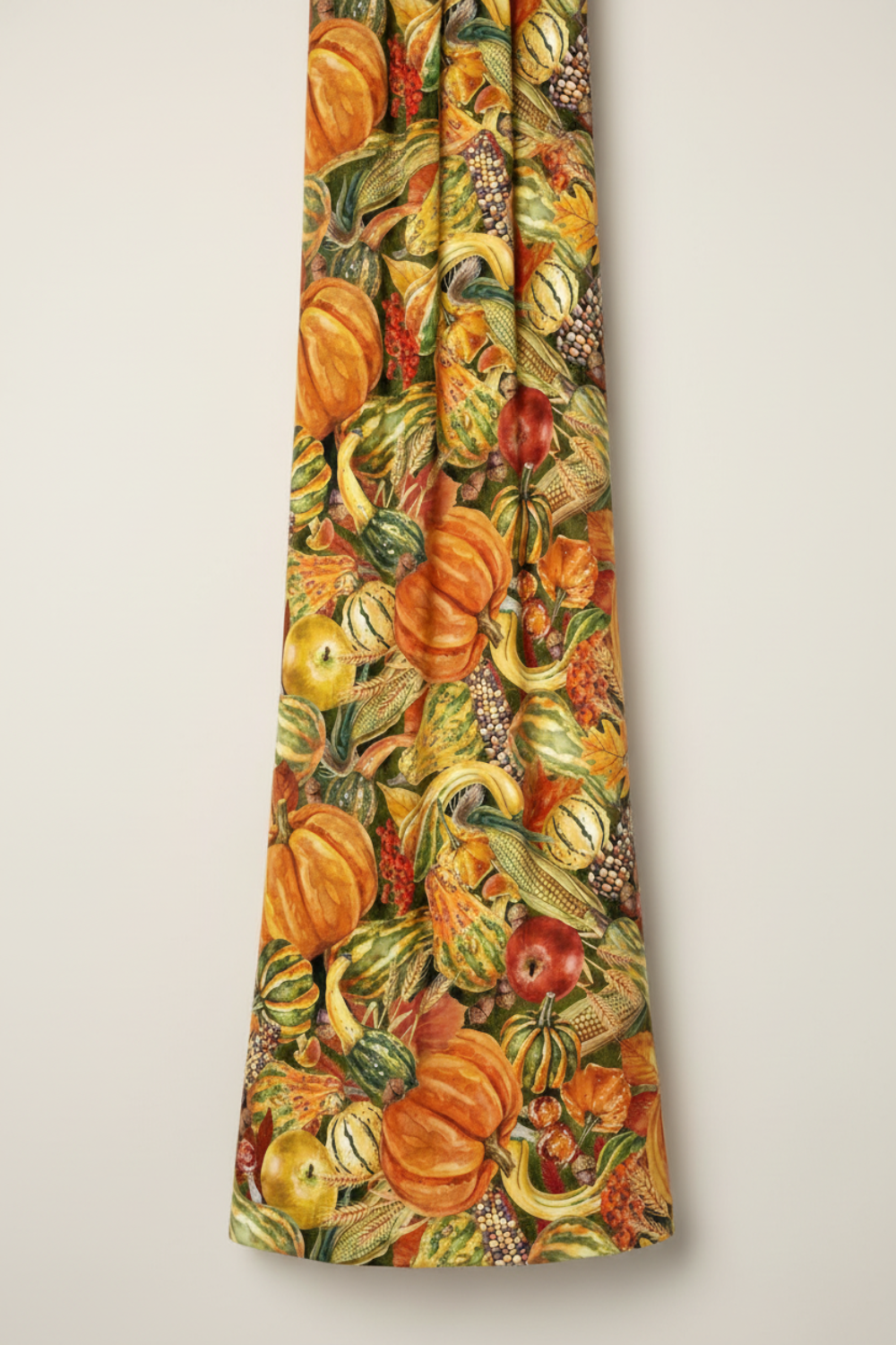 Wide view of Autumn Celebration vegetable print fabric, ideal for fall quilts, table runners, and seasonal sewing projects.