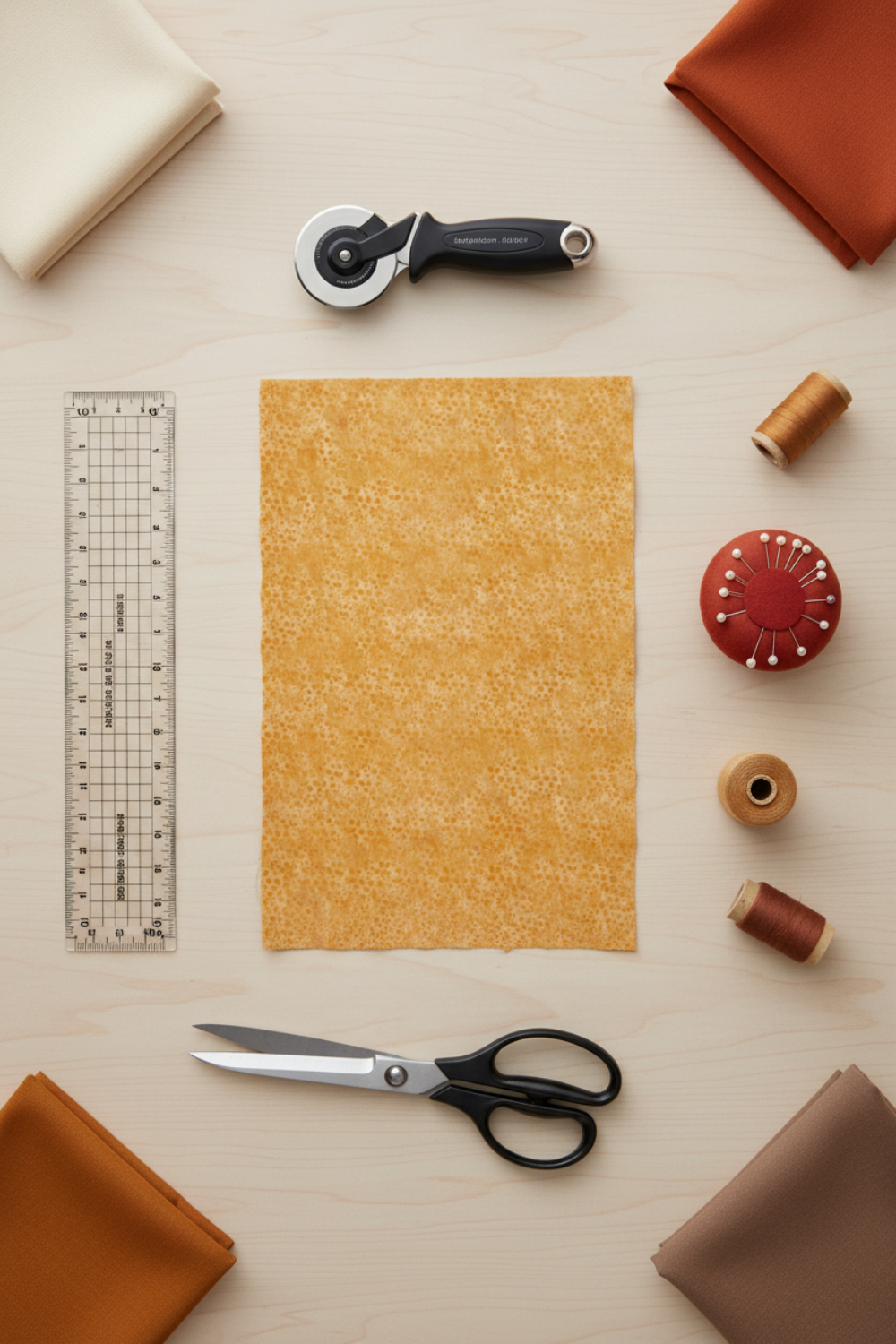 Autumn Celebration Gold Berries botanical quilting cotton in rich gold hues – ideal blender fabric.