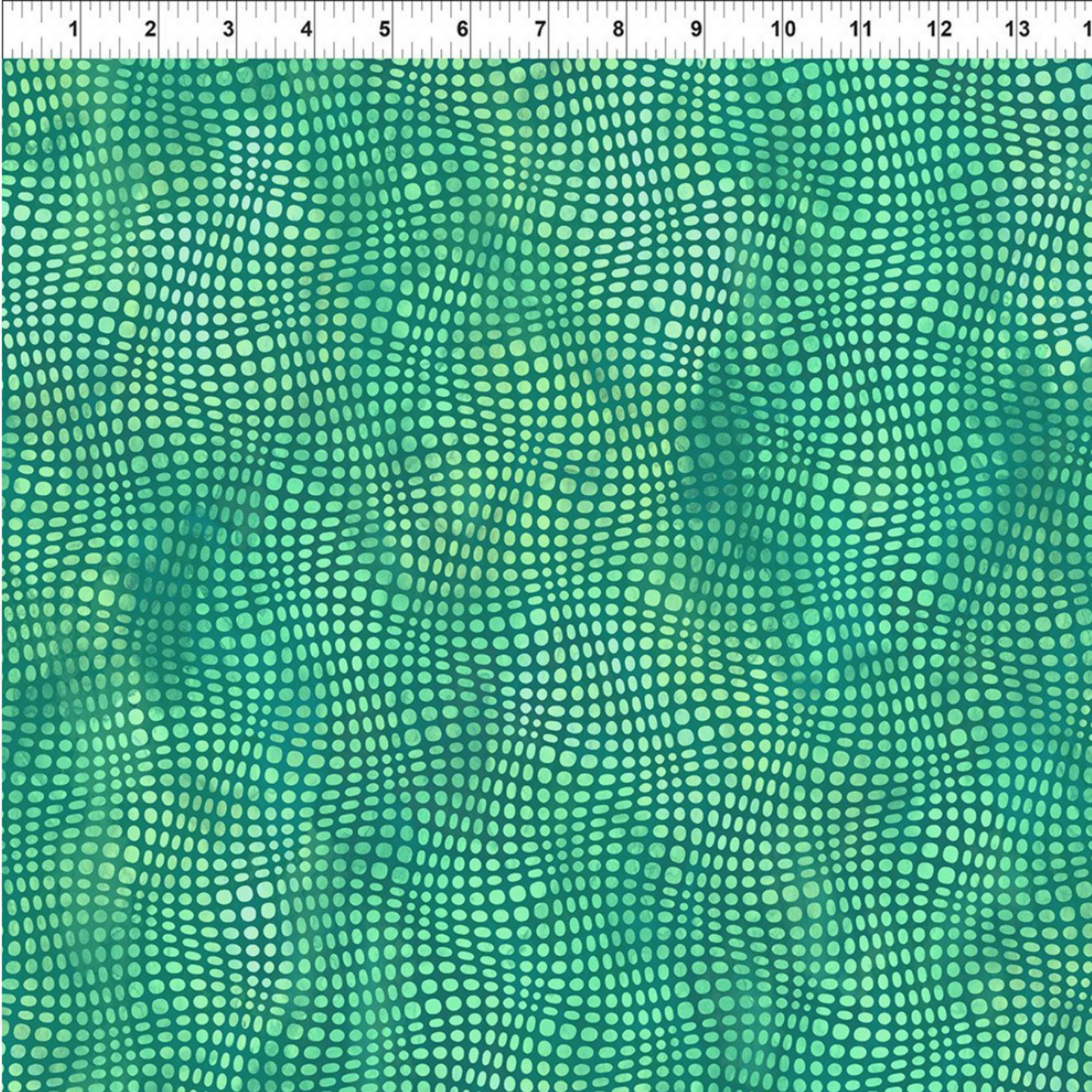 Impressions Mint Dots quilting cotton fabric spread showing scale of mint dot design