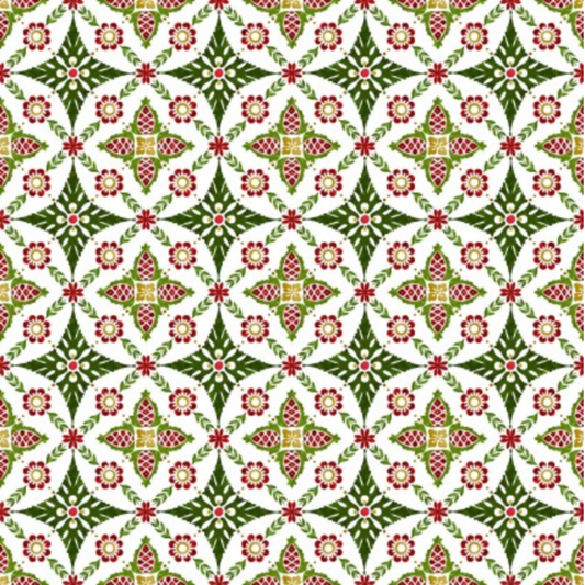 NYSNO Multicolor Garland quilting cotton fabric with festive multicolor garland pattern on winter background