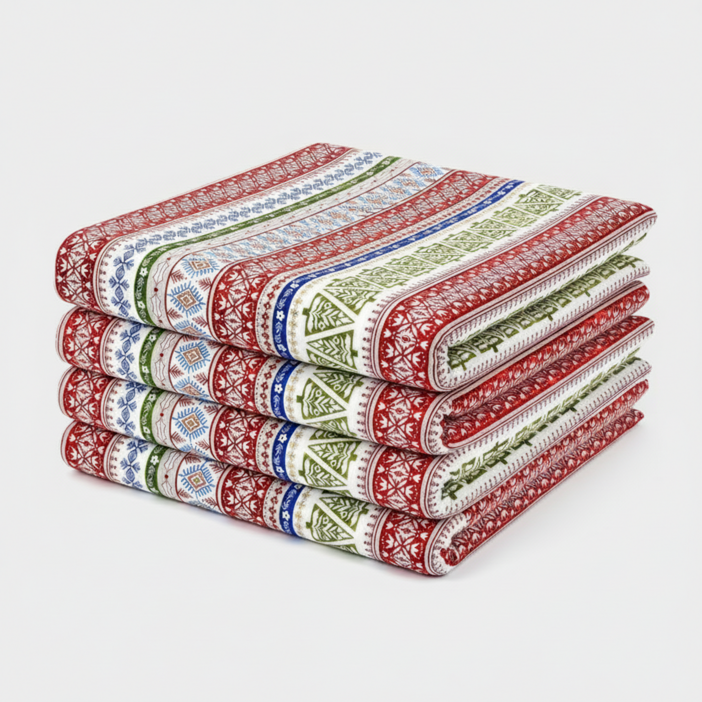 Detailed view of NYSNO Multicolor Stripe cotton fabric highlighting cheerful holiday stripe pattern