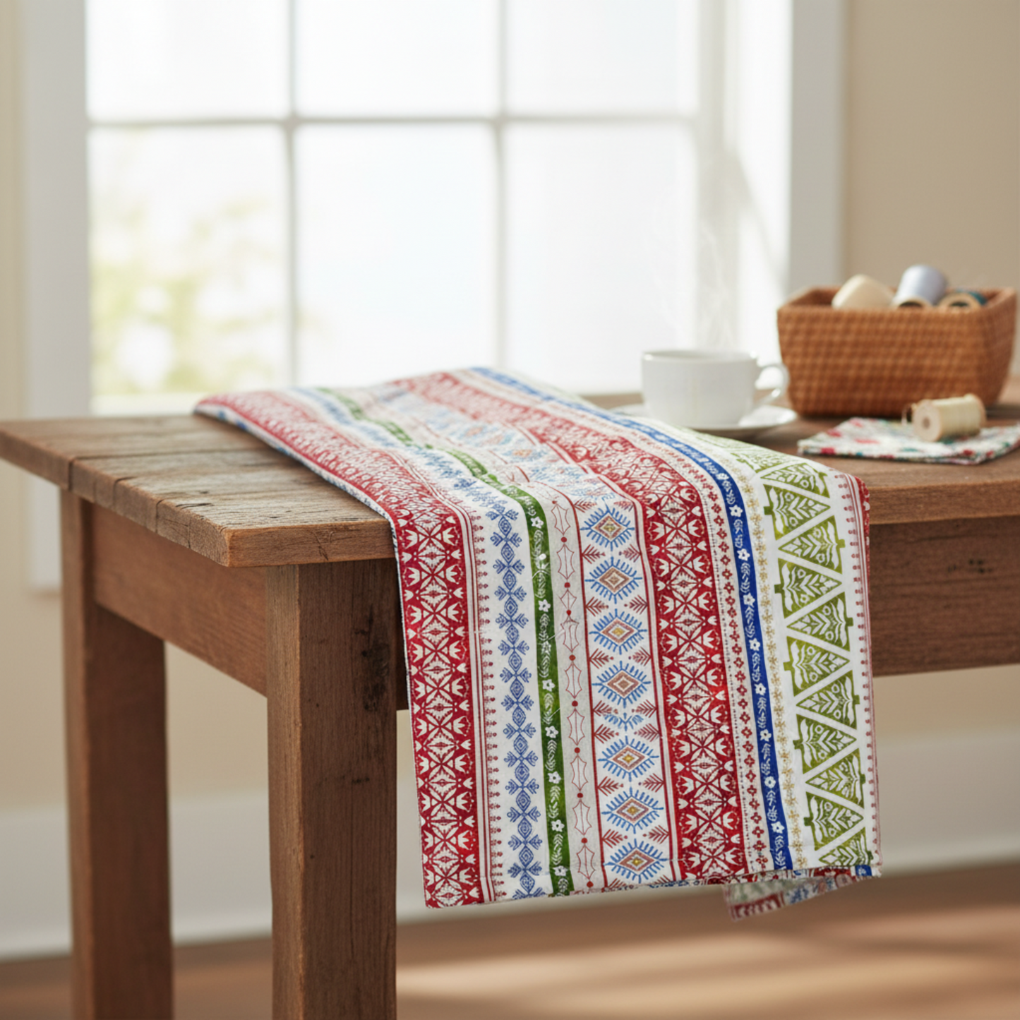 NYSNO Multicolor Stripe quilting cotton fabric draped to show softness, movement, and natural fabric body