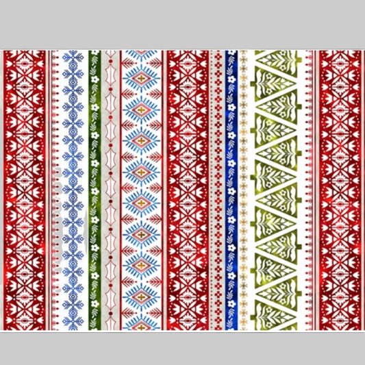 NYSNO Multicolor Stripe quilting cotton fabric with vibrant multicolor stripe pattern on winter background
