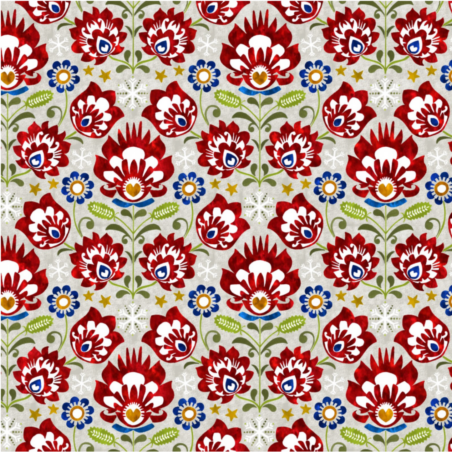 NYSNO Multicolor Floral quilting cotton fabric with beautiful multicolor floral blooms on winter background