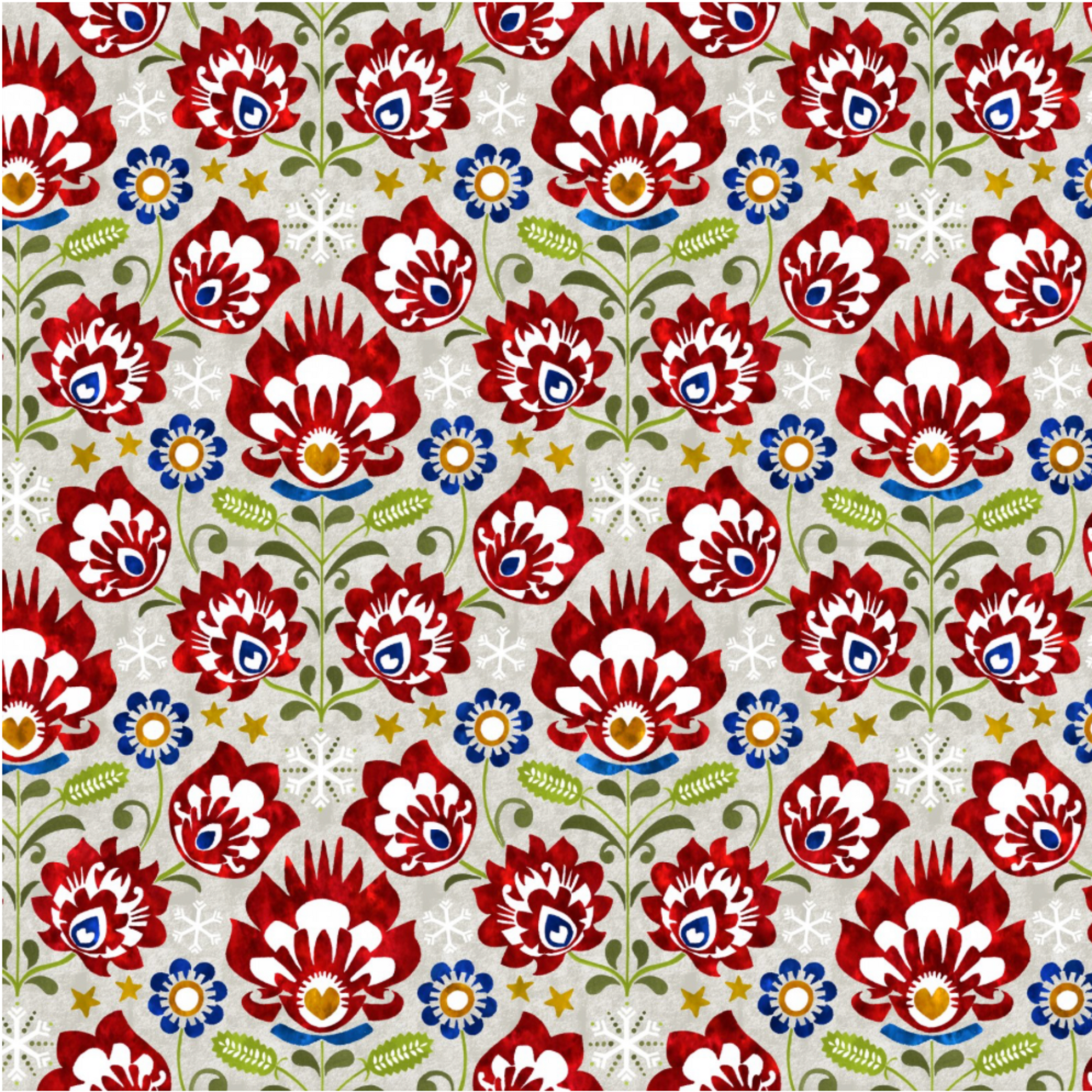 NYSNO Multicolor Floral quilting cotton fabric with beautiful multicolor floral blooms on winter background