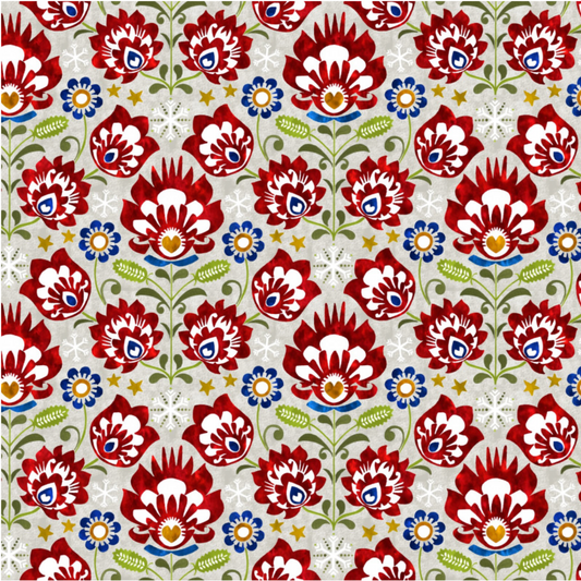 NYSNO Multicolor Floral quilting cotton fabric with beautiful multicolor floral blooms on winter background