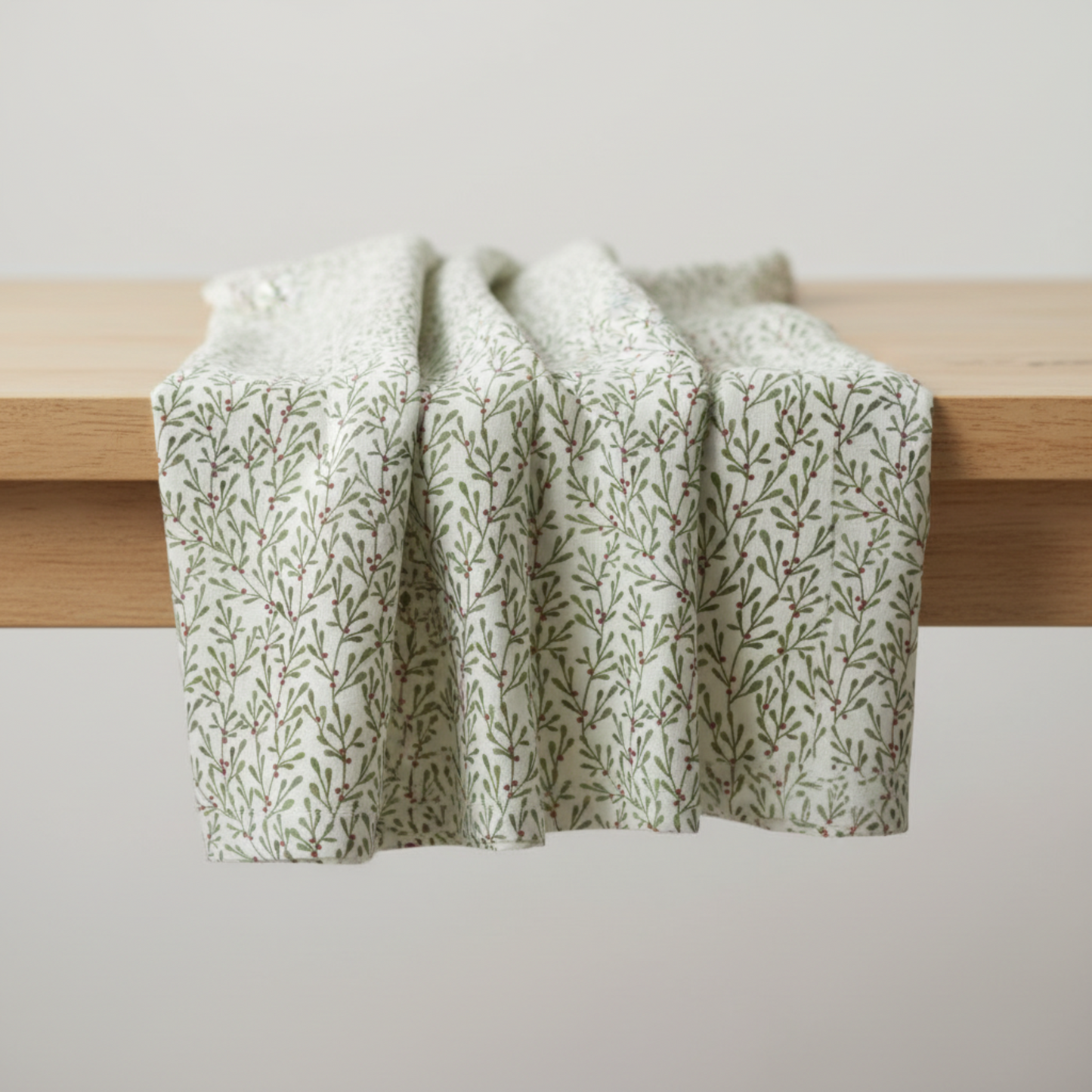 Detailed view of Winter Solstice II White Branches cotton fabric highlighting elegant white branch design
